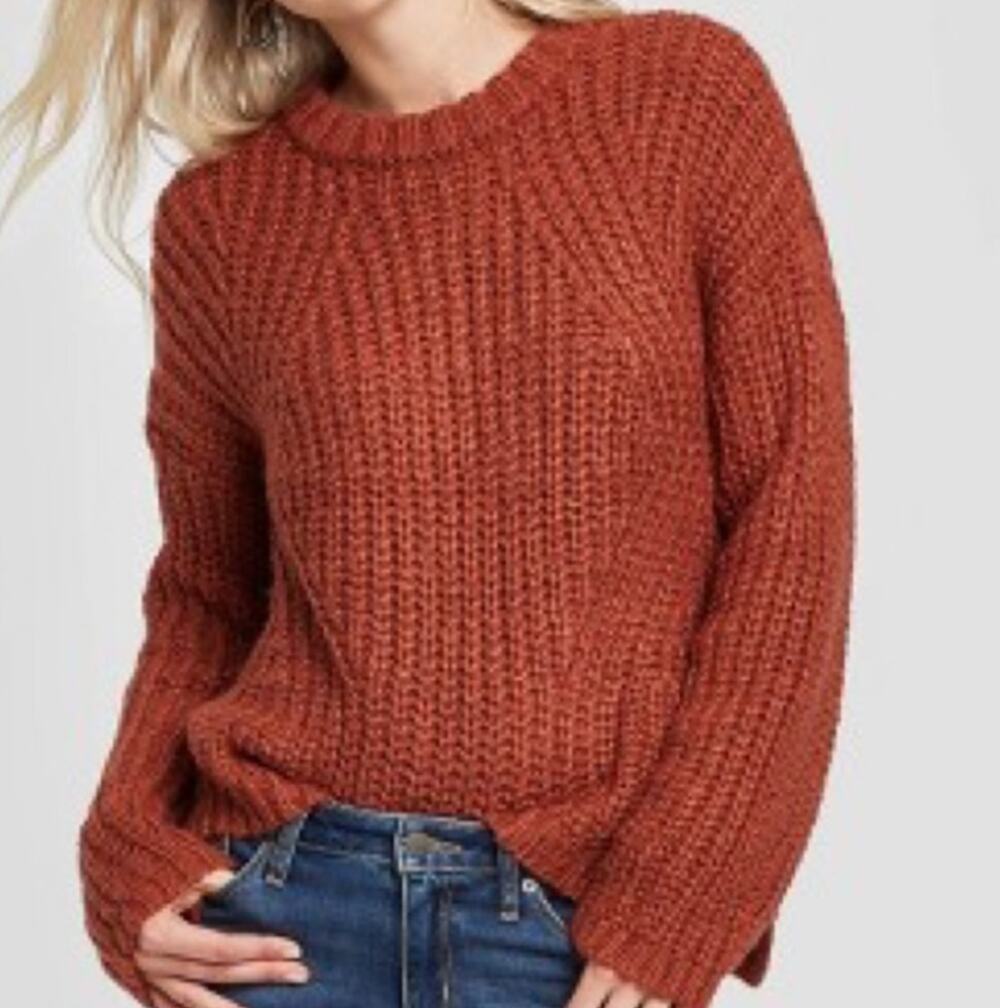 Universal Thread Crewneck Chunky Pullover Knit Sweater Rust Orange XL